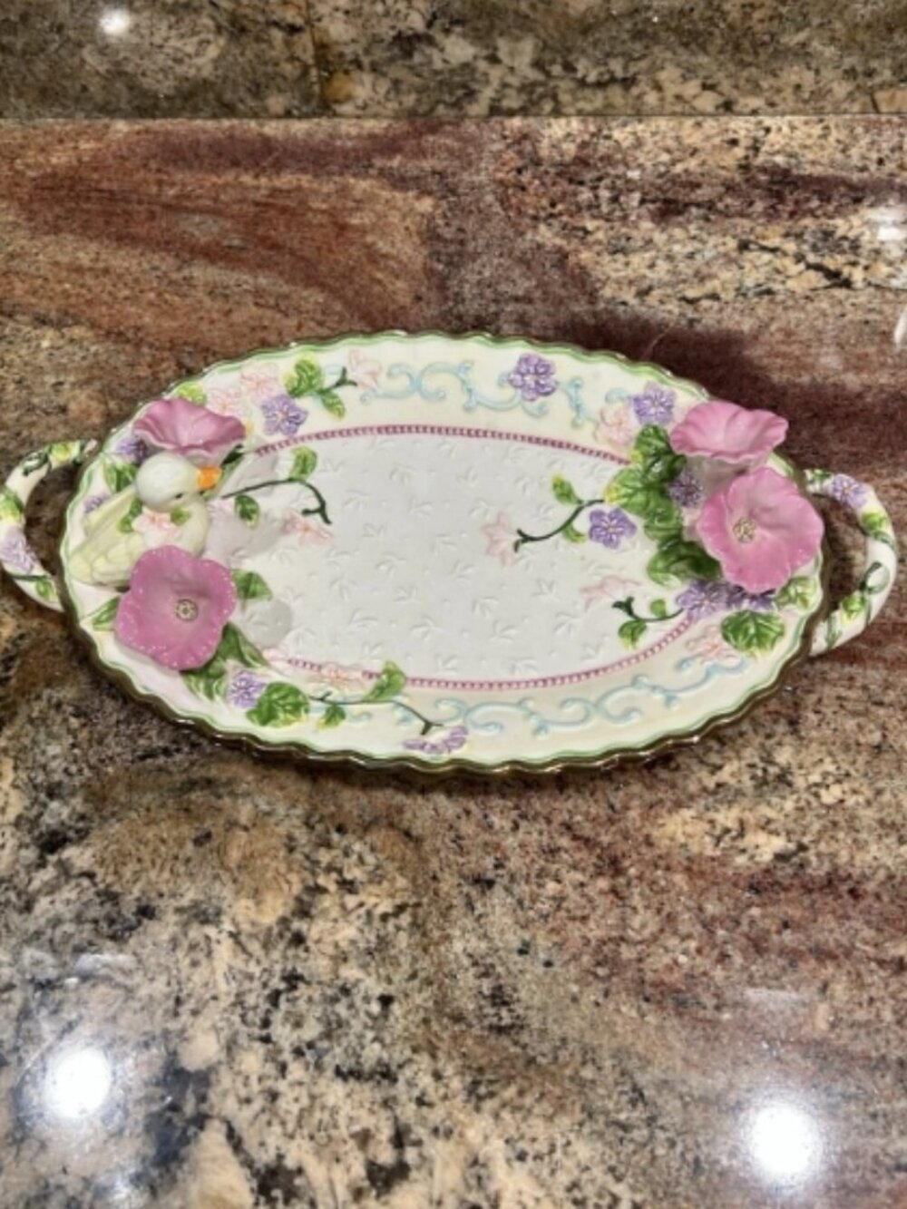 Vintage 2001 Avon Springtime Easter Platter with Handles